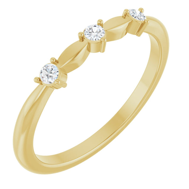 14K Gold Round Natural Diamond Stackable Rose-Cut Ring - Yellow Gold