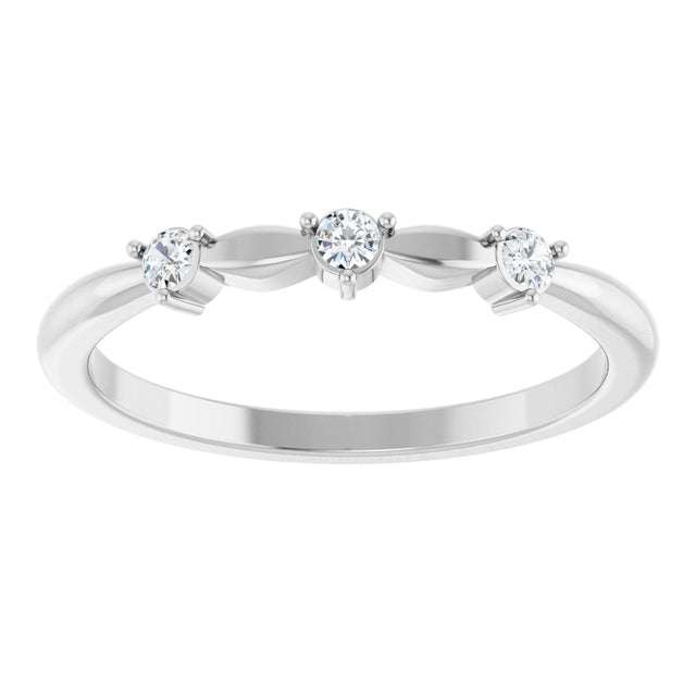 Platinum Round Natural Diamond Stackable Rose-Cut Ring - view 3