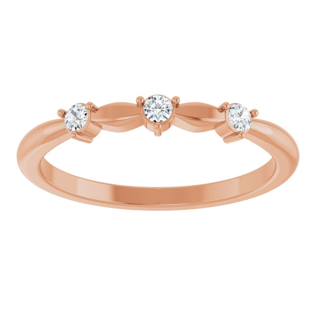 14K Gold Round Natural Diamond Stackable Rose-Cut Ring - Rose Gold - view 3