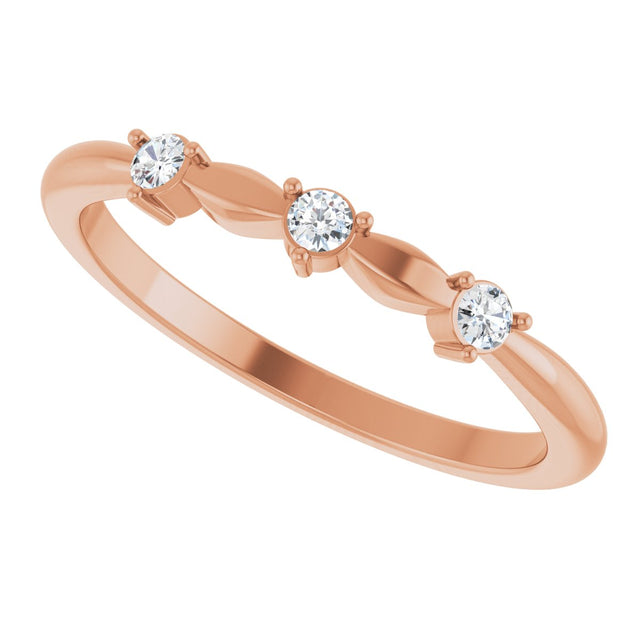 14K Gold Round Natural Diamond Stackable Rose-Cut Ring - Rose Gold - view 5