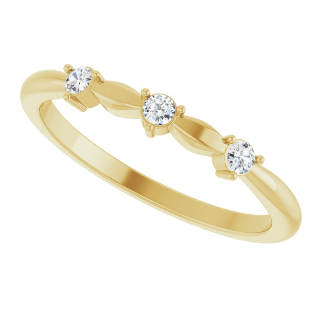 14K Gold Round Natural Diamond Stackable Rose-Cut Ring - Yellow Gold - view 5
