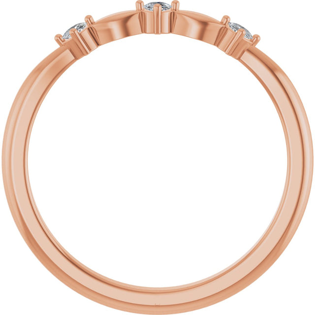 14K Gold Round Natural Diamond Stackable Rose-Cut Ring - Rose Gold - view 2