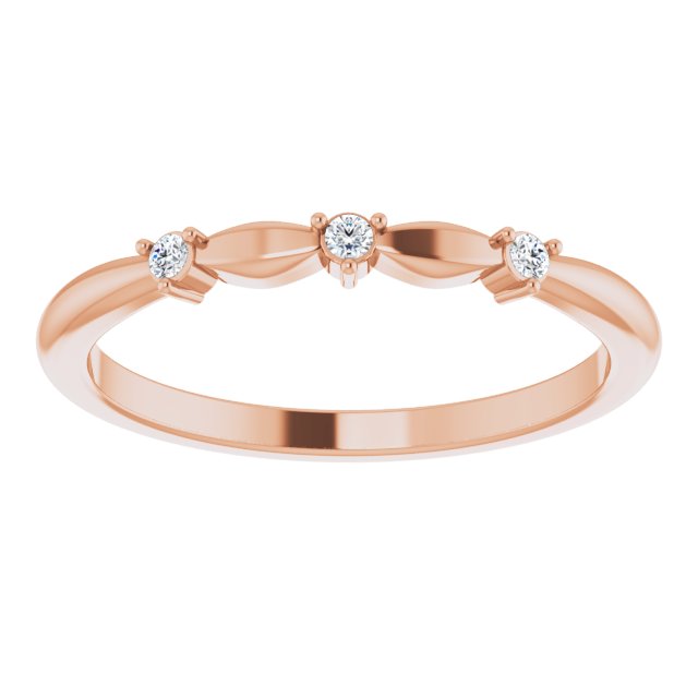 14K Gold Round Natural Diamond Stackable Rose-Cut Ring - Rose Gold - view 3