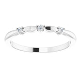 14K Gold Round Natural Diamond Stackable Rose-Cut Ring - White Gold - view 3