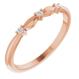 14K Gold Round Natural Diamond Stackable Rose-Cut Ring - Rose Gold