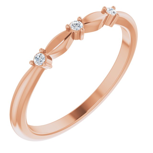 14K Gold Round Natural Diamond Stackable Rose-Cut Ring - Rose Gold