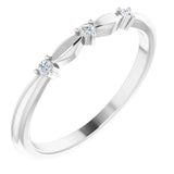 Platinum Round Natural Diamond Stackable Rose-Cut Ring
