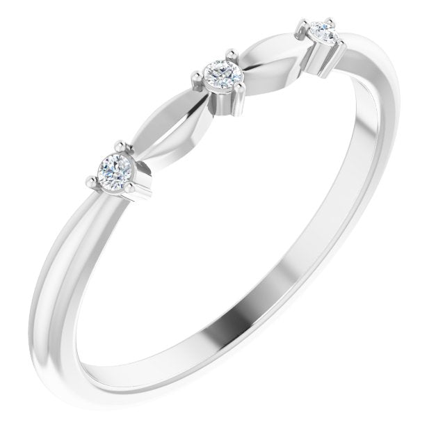 Platinum Round Natural Diamond Stackable Rose-Cut Ring