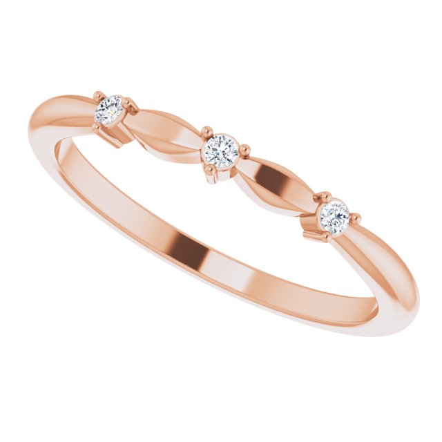 14K Gold Round Natural Diamond Stackable Rose-Cut Ring - Rose Gold - view 5