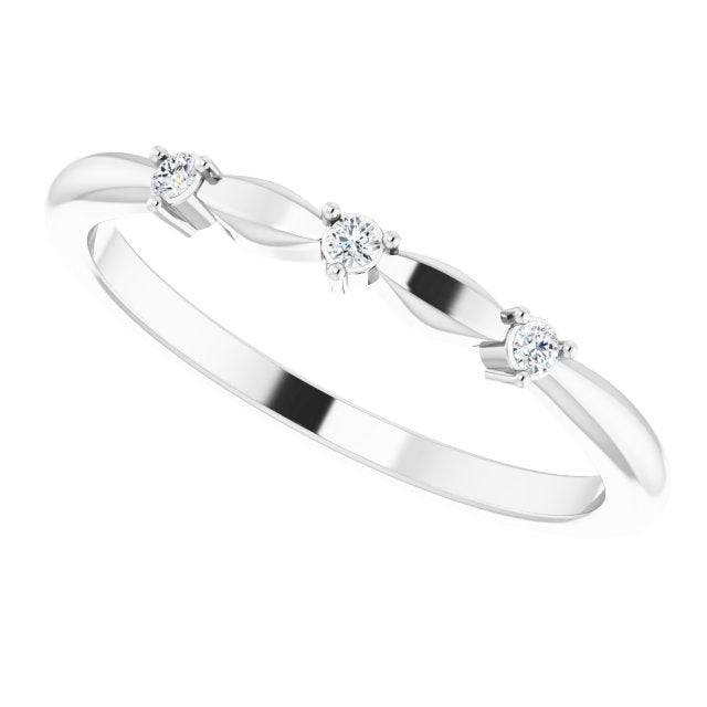 14K Gold Round Natural Diamond Stackable Rose-Cut Ring - White Gold - view 5