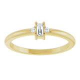 14K Gold Straight Baguette Natural Diamond Accented Stackable Ring – 3x1.75mm - Yellow Gold - view 3