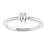 Platinum Straight Baguette Natural Diamond Accented Stackable Ring – 3x1.75mm - view 3