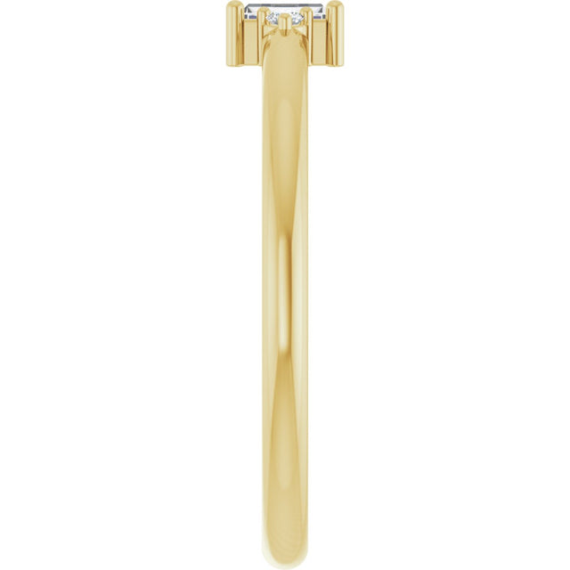 14K Gold Straight Baguette Natural Diamond Accented Stackable Ring – 3x1.75mm - Yellow Gold - view 4