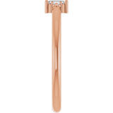 14K Gold Straight Baguette Natural Diamond Accented Stackable Ring – 3x1.75mm - Rose Gold - view 4