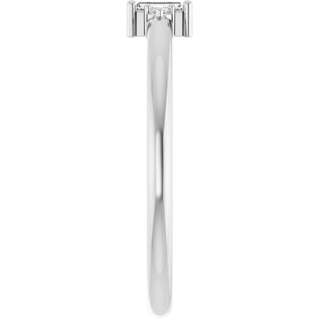 Platinum Straight Baguette Natural Diamond Accented Stackable Ring – 3x1.75mm - view 4
