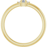 14K Gold Straight Baguette Natural Diamond Accented Stackable Ring – 3x1.75mm - Yellow Gold - view 2