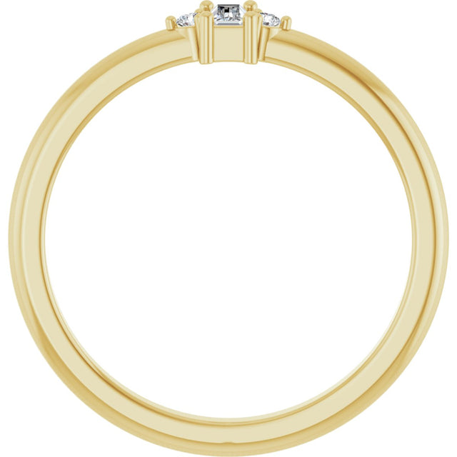 14K Gold Straight Baguette Natural Diamond Accented Stackable Ring – 3x1.75mm - Yellow Gold - view 2