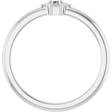 Platinum Straight Baguette Natural Diamond Accented Stackable Ring – 3x1.75mm - view 2