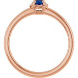 14K Gold Round Lab-Grown Blue Sapphire Claw-Prong Rope Solitaire Ring - Rose Gold - view 2