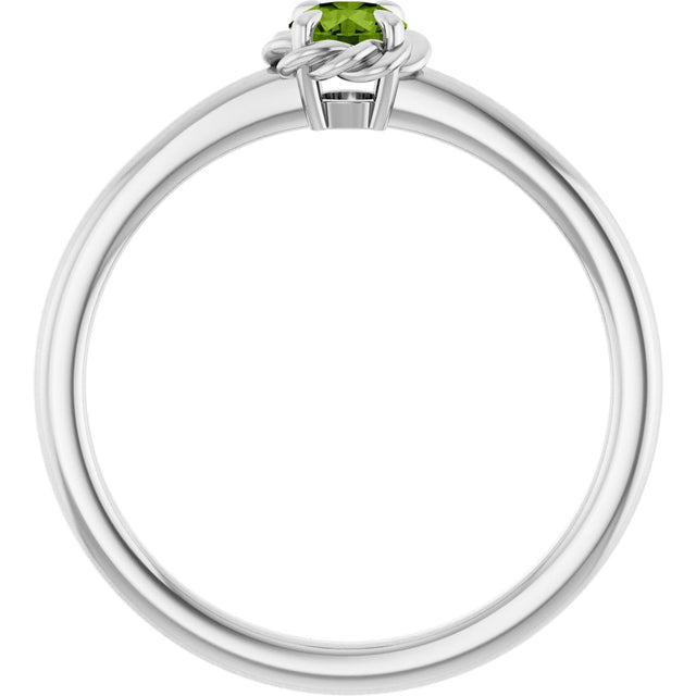 Platinum Round Natural Peridot Claw-Prong Rope Solitaire Ring - view 2