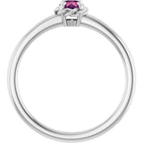 14K Gold Round Natural Pink Tourmaline Claw-Prong Rope Solitaire Ring - White Gold - view 2