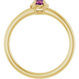 14K Gold Round Natural Pink Tourmaline Claw-Prong Rope Solitaire Ring - Yellow Gold - view 2