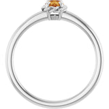 Platinum Round Natural Citrine Claw-Prong Rope Solitaire Ring - view 2