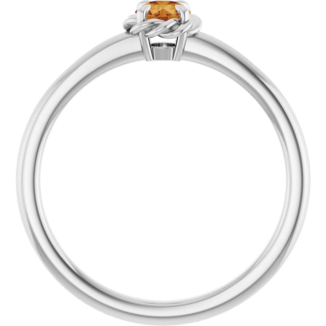14K Gold Round Natural Citrine Claw-Prong Rope Solitaire Ring - White Gold - view 2