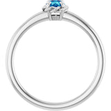 Platinum Round Natural Blue Zircon Claw-Prong Rope Solitaire Ring - view 2