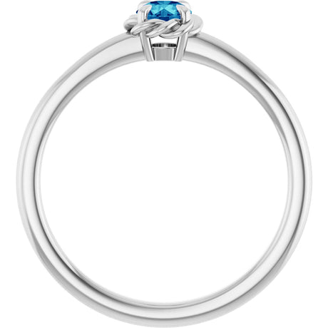Platinum Round Natural Blue Zircon Claw-Prong Rope Solitaire Ring - view 2
