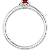 14K Gold Round Lab-Grown Ruby Claw-Prong Rope Solitaire Ring - White Gold - view 2