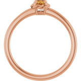 14K Gold Round Natural Citrine Claw-Prong Rope Solitaire Ring - Rose Gold - view 2
