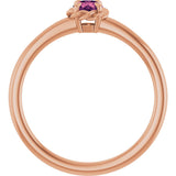 14K Gold Round Natural Pink Tourmaline Claw-Prong Rope Solitaire Ring - Rose Gold - view 2