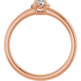 14K Gold Round Natural White Sapphire Claw-Prong Rope Solitaire Ring - Rose Gold - view 2