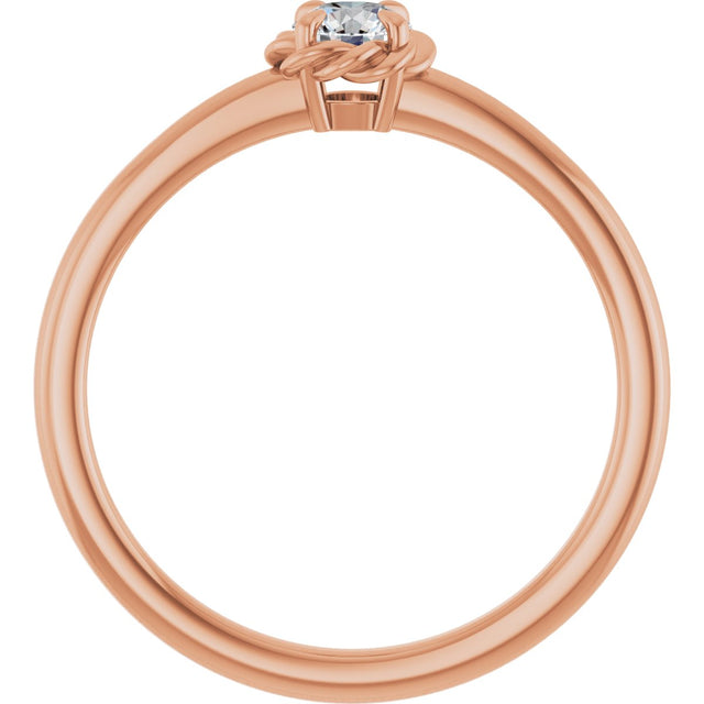14K Gold Round Natural White Sapphire Claw-Prong Rope Solitaire Ring - Rose Gold - view 2