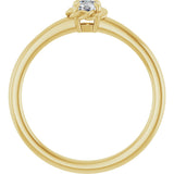 14K Gold Round Natural White Sapphire Claw-Prong Rope Solitaire Ring - Yellow Gold - view 2