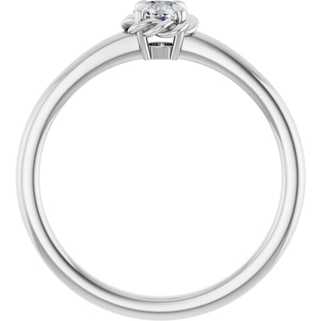 Platinum Round Natural White Sapphire Claw-Prong Rope Solitaire Ring - view 2
