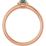 14K Gold Round Natural Alexandrite Claw-Prong Rope Solitaire Ring - Rose Gold - view 2