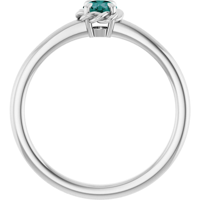 Platinum Round Natural Alexandrite Claw-Prong Rope Solitaire Ring - view 2