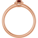 14K Gold Round Natural Mozambique Garnet Claw-Prong Rope Solitaire Ring - Rose Gold - view 2