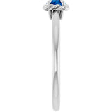 14K Gold Round Natural Blue Sapphire Claw-Prong Rope Solitaire Ring - White Gold - view 4