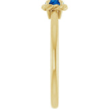 14K Gold Round Natural Blue Sapphire Claw-Prong Rope Solitaire Ring - Yellow Gold - view 4