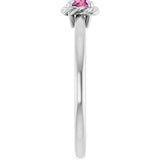 14K Gold Round Natural Pink Tourmaline Claw-Prong Rope Solitaire Ring - White Gold - view 4