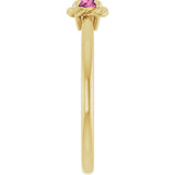 14K Gold Round Natural Pink Tourmaline Claw-Prong Rope Solitaire Ring - Yellow Gold - view 4