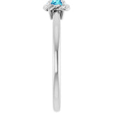 Platinum Round Natural Blue Zircon Claw-Prong Rope Solitaire Ring - view 4
