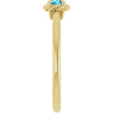 14K Gold Round Natural Blue Zircon Claw-Prong Rope Solitaire Ring - Yellow Gold - view 4