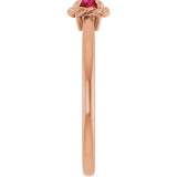 14K Gold Round Natural Ruby Claw-Prong Rope Solitaire Ring - Rose Gold - view 4