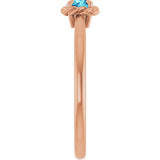 14K Gold Round Natural Blue Zircon Claw-Prong Rope Solitaire Ring - Rose Gold - view 4
