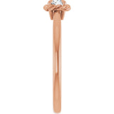 14K Gold Round Natural White Sapphire Claw-Prong Rope Solitaire Ring - Rose Gold - view 4