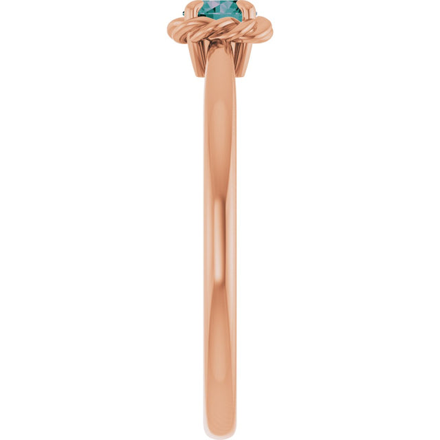 14K Gold Round Lab-Grown Alexandrite Claw-Prong Rope Solitaire Ring - Rose Gold - view 4